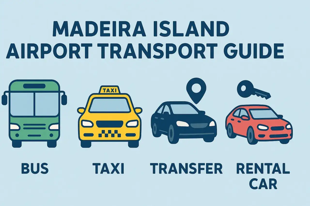 Przewodnik po transporcie na lotnisko na Maderze: autobus, taksówka, transfer i wynajem samochodu.